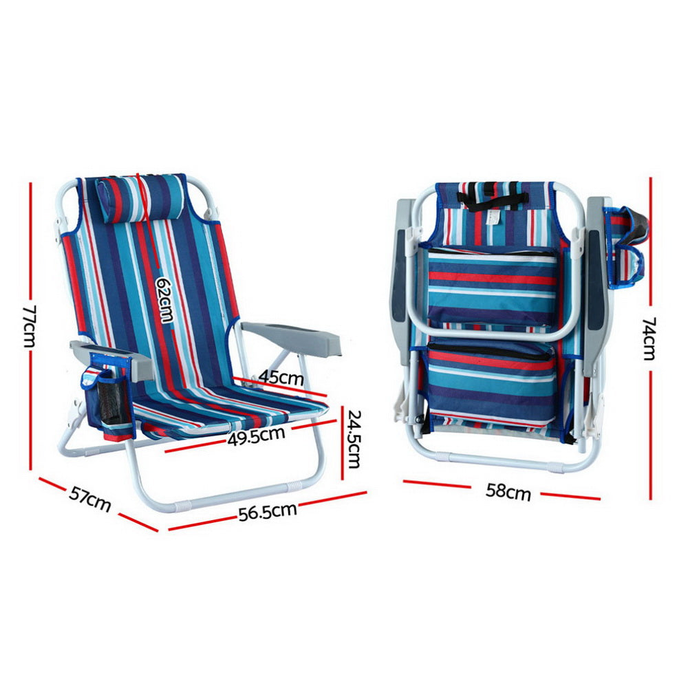 Outdoor Chairs Beach Chair Backpack Cooler Storage Lightweight Fishing Blue, Outdoor Sofas & Lounge Sets