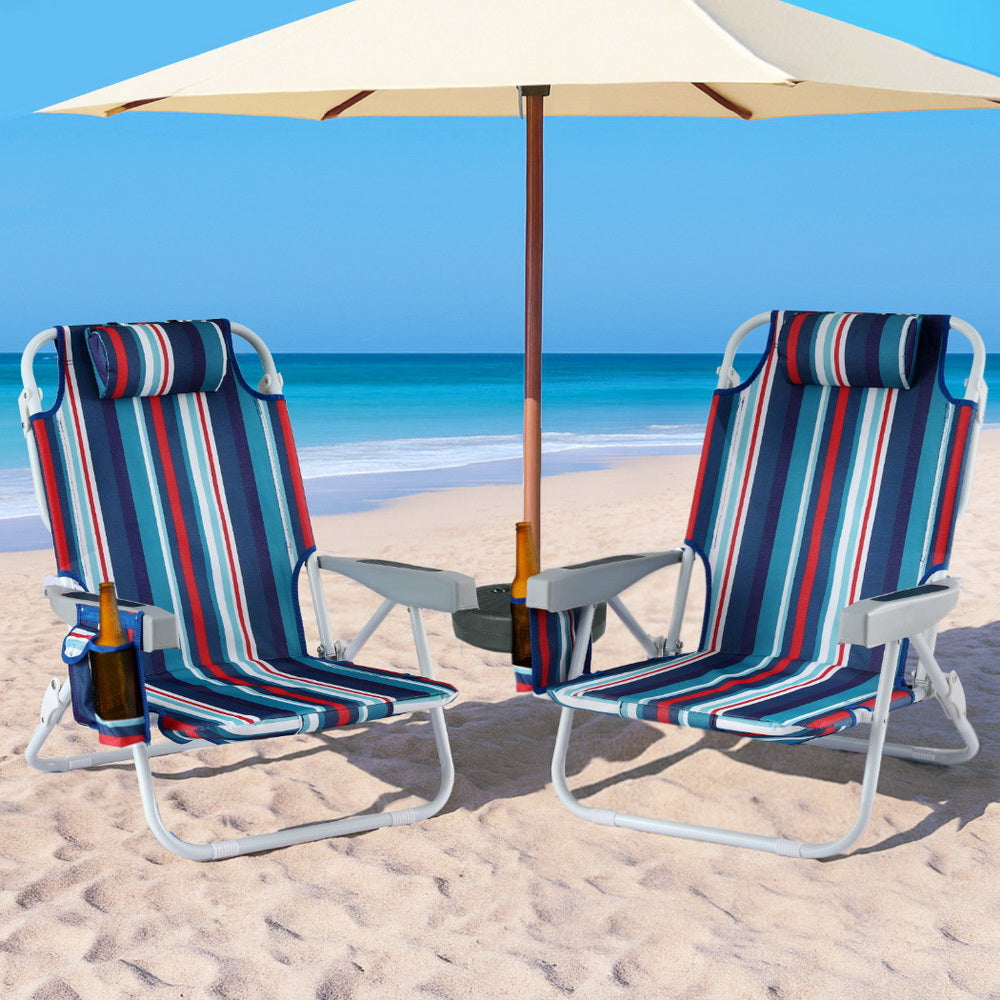 Outdoor Chairs Beach Chair Backpack Cooler Storage Lightweight Fishing Blue | Outdoor Sofas & Lounge Sets