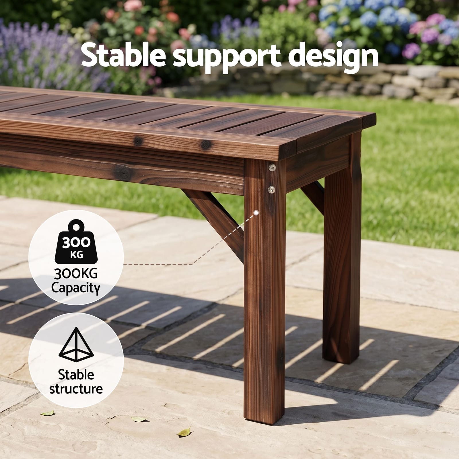 Timber Garden Seat 120cm 120x40x40.5cm