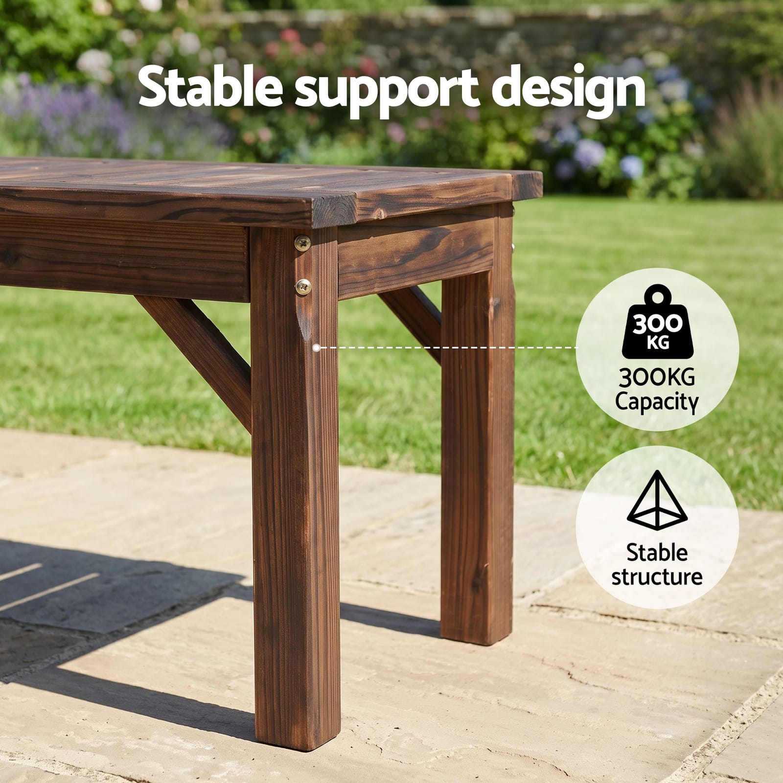 Timber Garden Seat 150cm 150x40x40.5cm