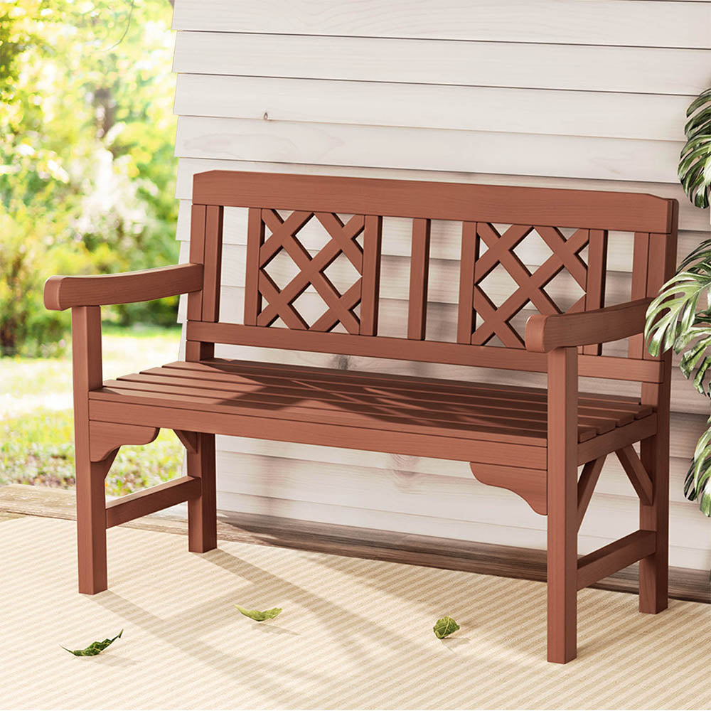 Wooden Garden Bench 2 Seat Patio Furniture Timber Outdoor Lounge Chair Natural