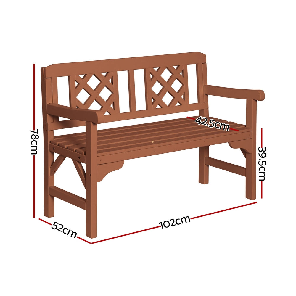 Wooden Garden Bench 2 Seat Patio Furniture Timber Outdoor Lounge Chair Natural