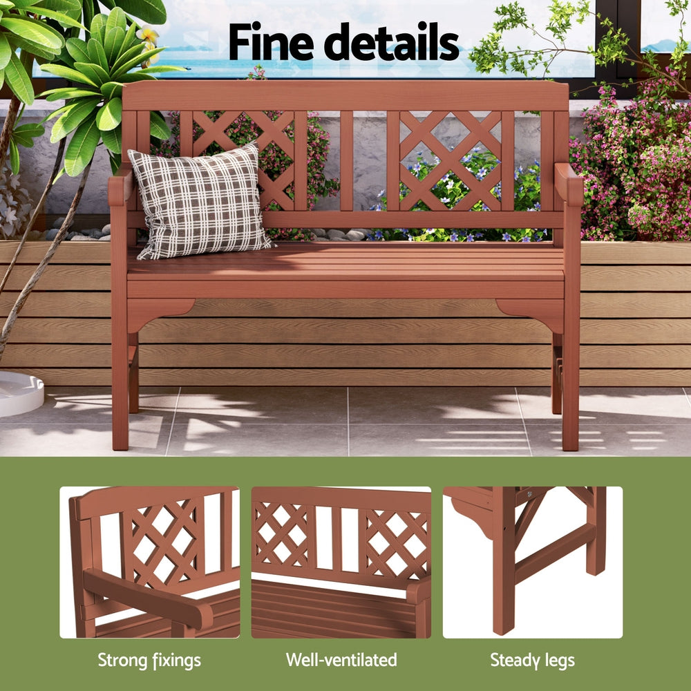 Wooden Garden Bench 2 Seat Patio Furniture Timber Outdoor Lounge Chair Natural