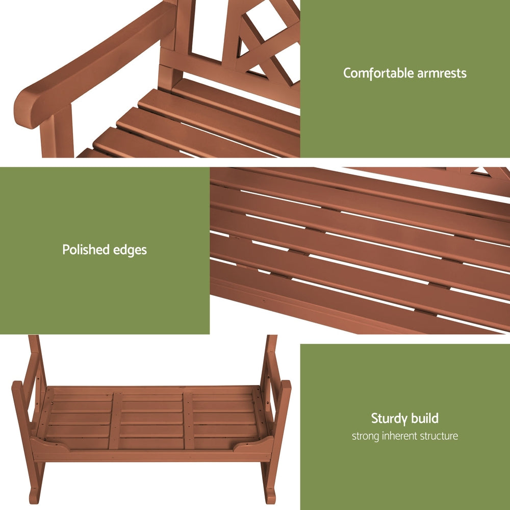 Wooden Garden Bench 2 Seat Patio Furniture Timber Outdoor Lounge Chair Natural