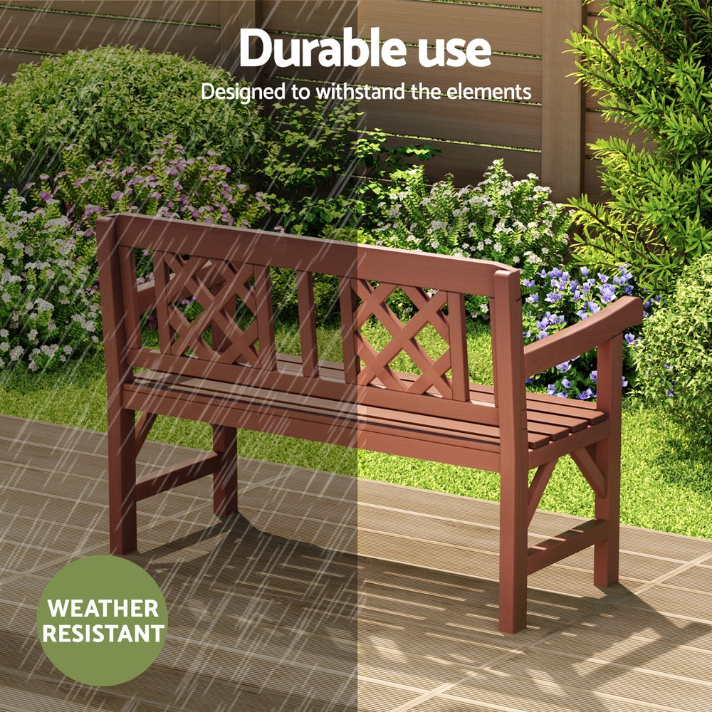 Wooden Garden Bench 2 Seat Patio Furniture Timber Outdoor Lounge Chair Natural