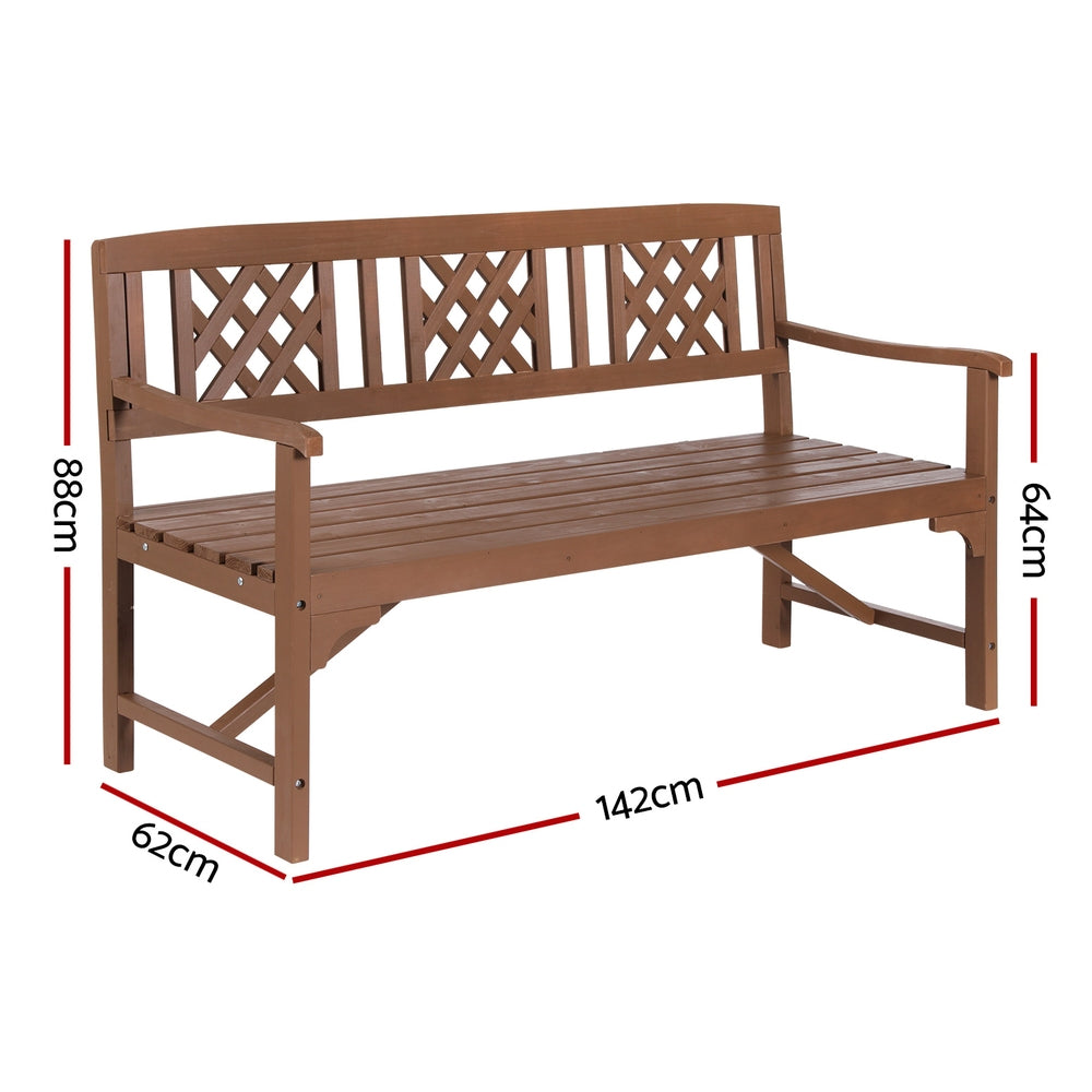 Outdoor Garden Bench Wooden Chair 3 Seat Patio Furniture Lounge White