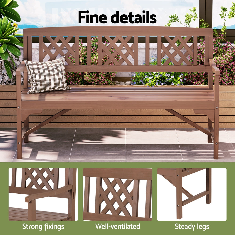 Outdoor Garden Bench Wooden Chair 3 Seat Patio Furniture Lounge White