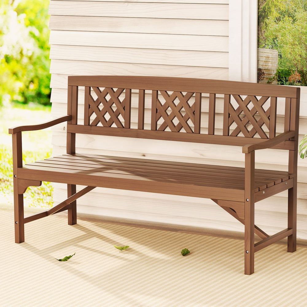 Outdoor Garden Bench Wooden Chair 3 Seat Patio Furniture Lounge White