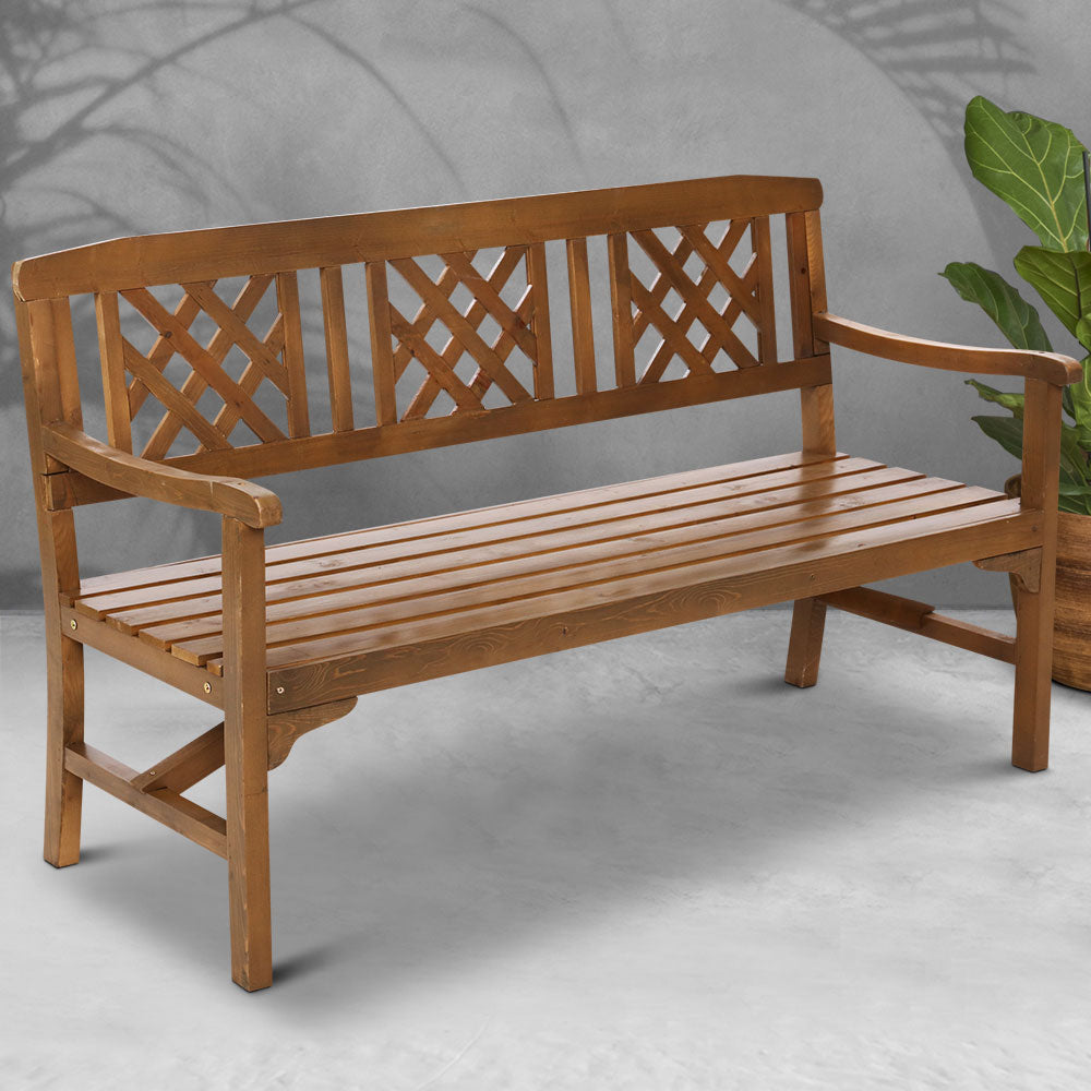 Outdoor Garden Bench Wooden Chair 3 Seat Patio Furniture Lounge White