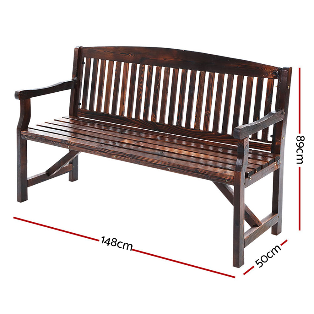 5Ft Outdoor Garden Bench Wooden 3 Seat Chair Patio Furniture Charcoal