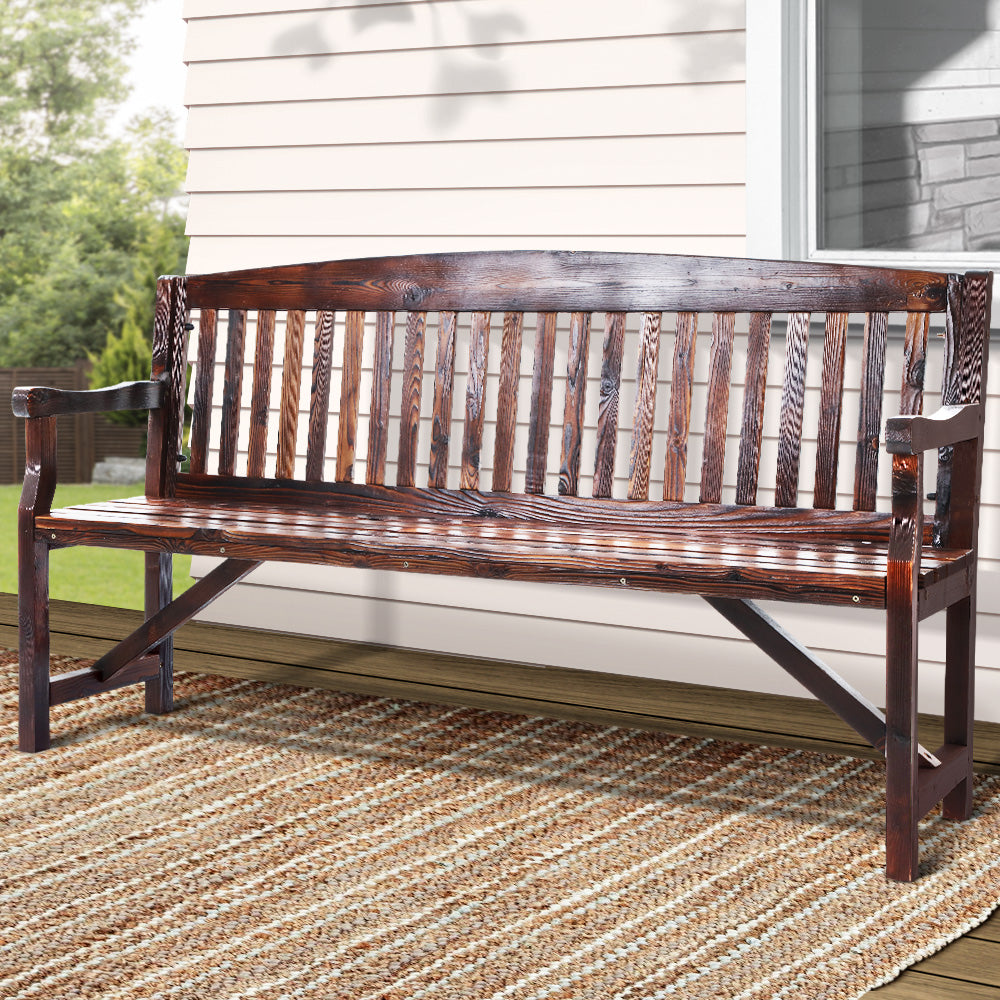 5Ft Outdoor Garden Bench Wooden 3 Seat Chair Patio Furniture Charcoal