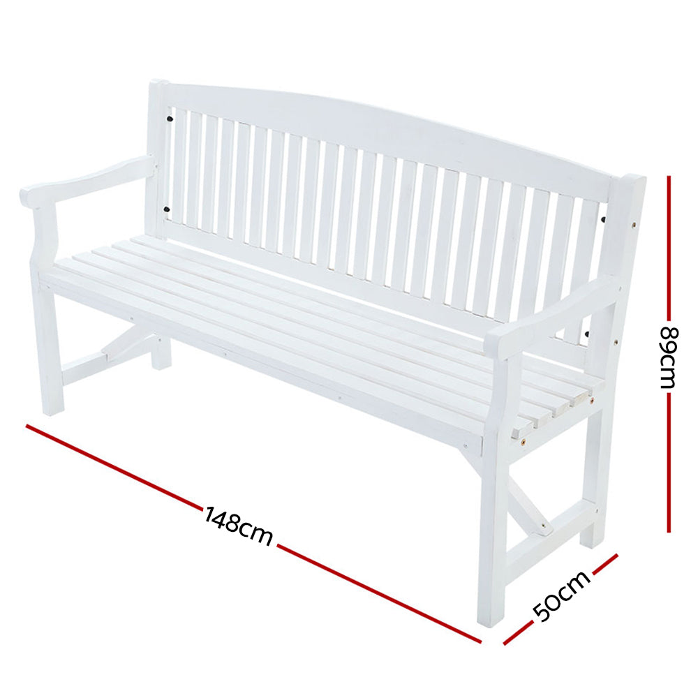 5Ft Outdoor Garden Bench Wooden 3 Seat Chair Patio Furniture White