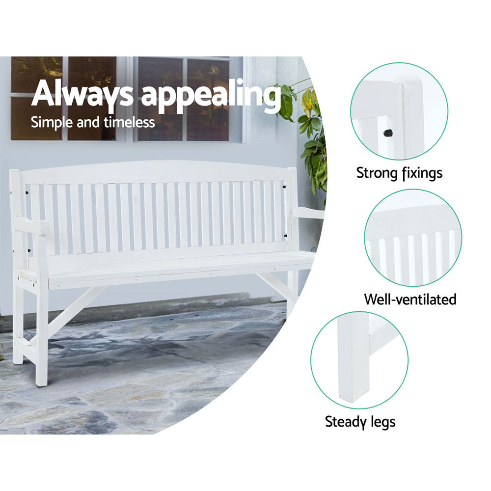 5Ft Outdoor Garden Bench Wooden 3 Seat Chair Patio Furniture White