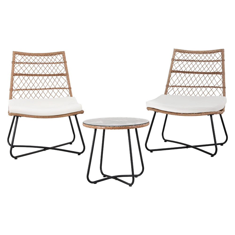 3-Piece Wicker Bistro Set - Patio Furniture Brown