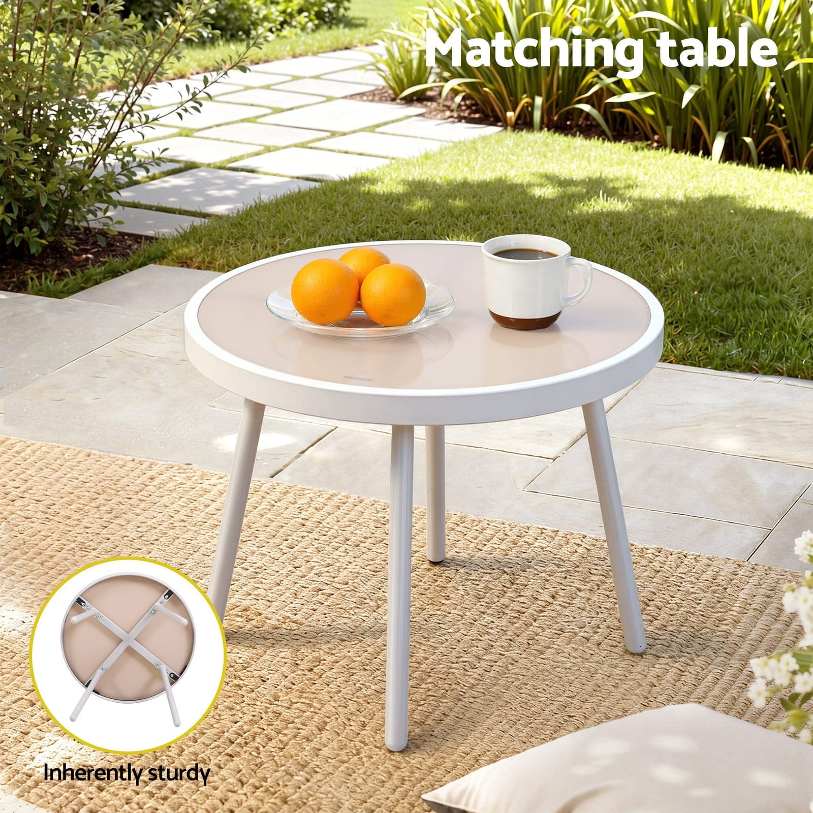 Outdoor Bistro Set Khaki 64x80x94cm