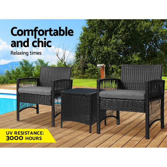 Patio Furniture Outdoor Bistro Set Dining Chairs Setting 3 Piece Wicker - Outdoor Chairs