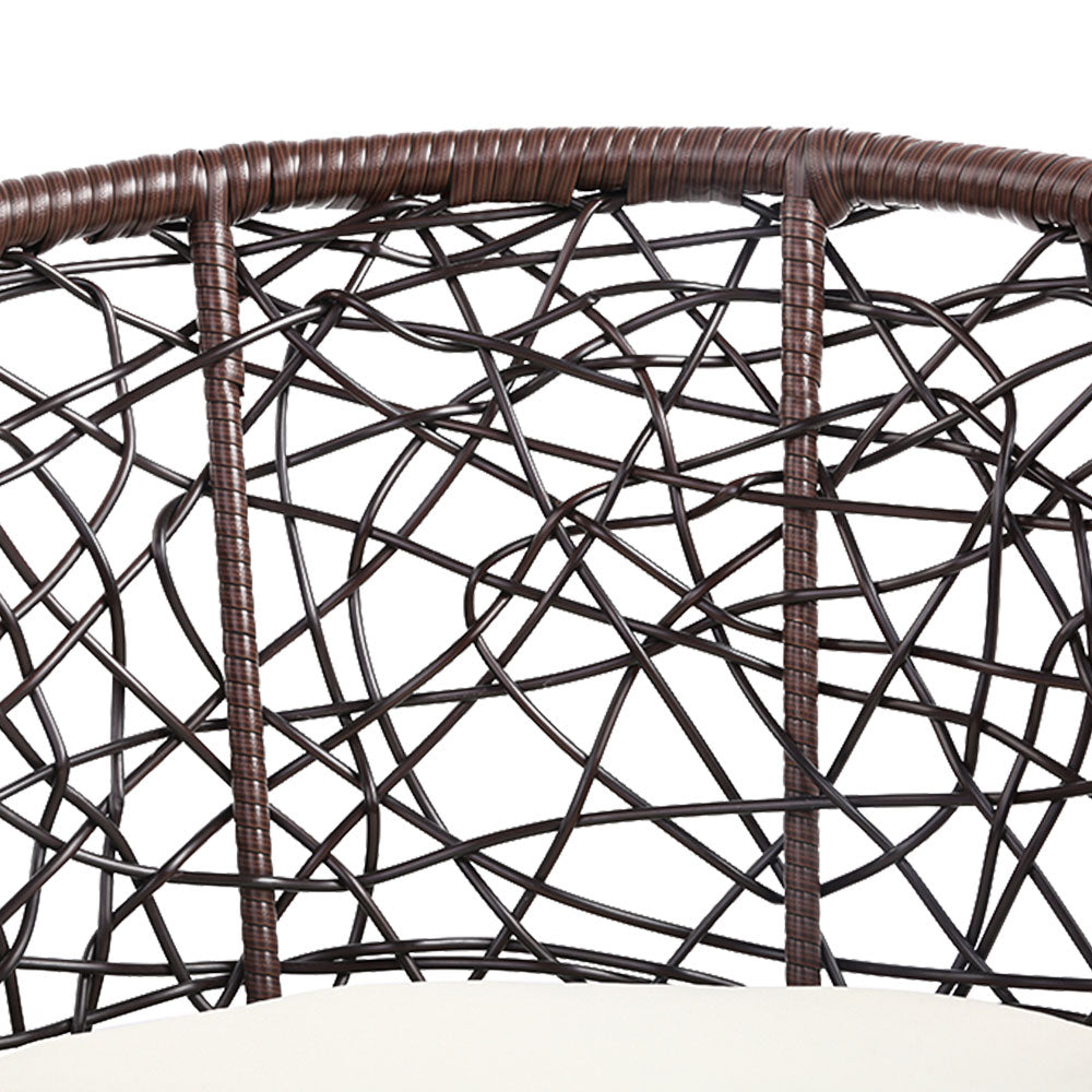 3Pc Bistro Set Outdoor Furniture Rattan Table Chairs Patio Garden Cushion Brown