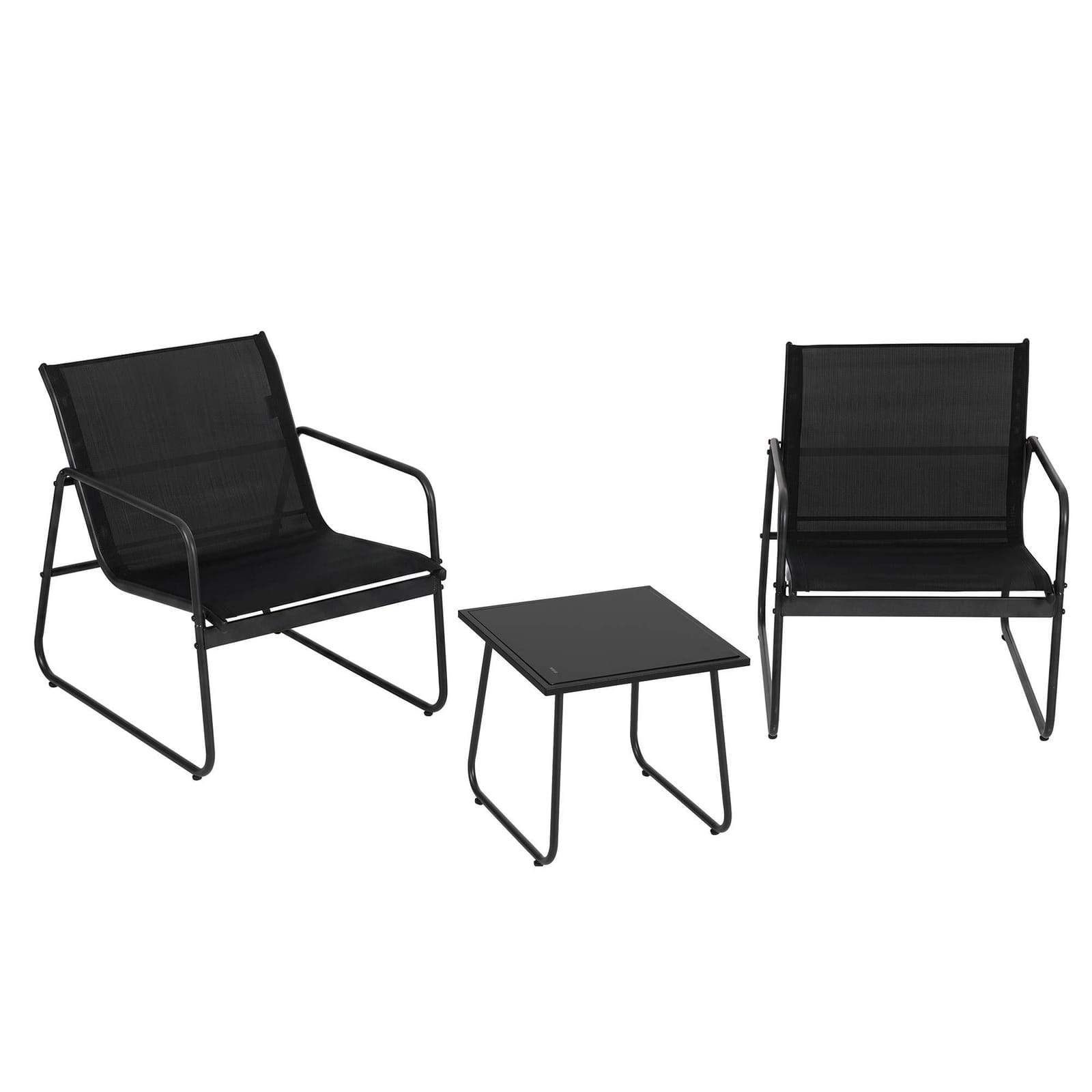 Outdoor Bistro Set Black Fabric 59x80x74cm