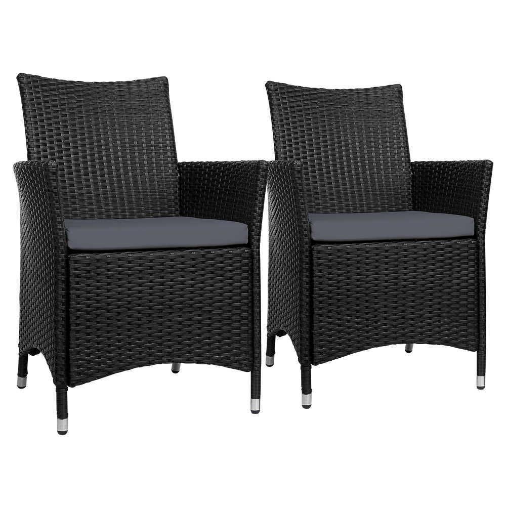 Outdoor Dining Chairs Wicker Patio Garden Furniture Cushion Idris 2PC Set