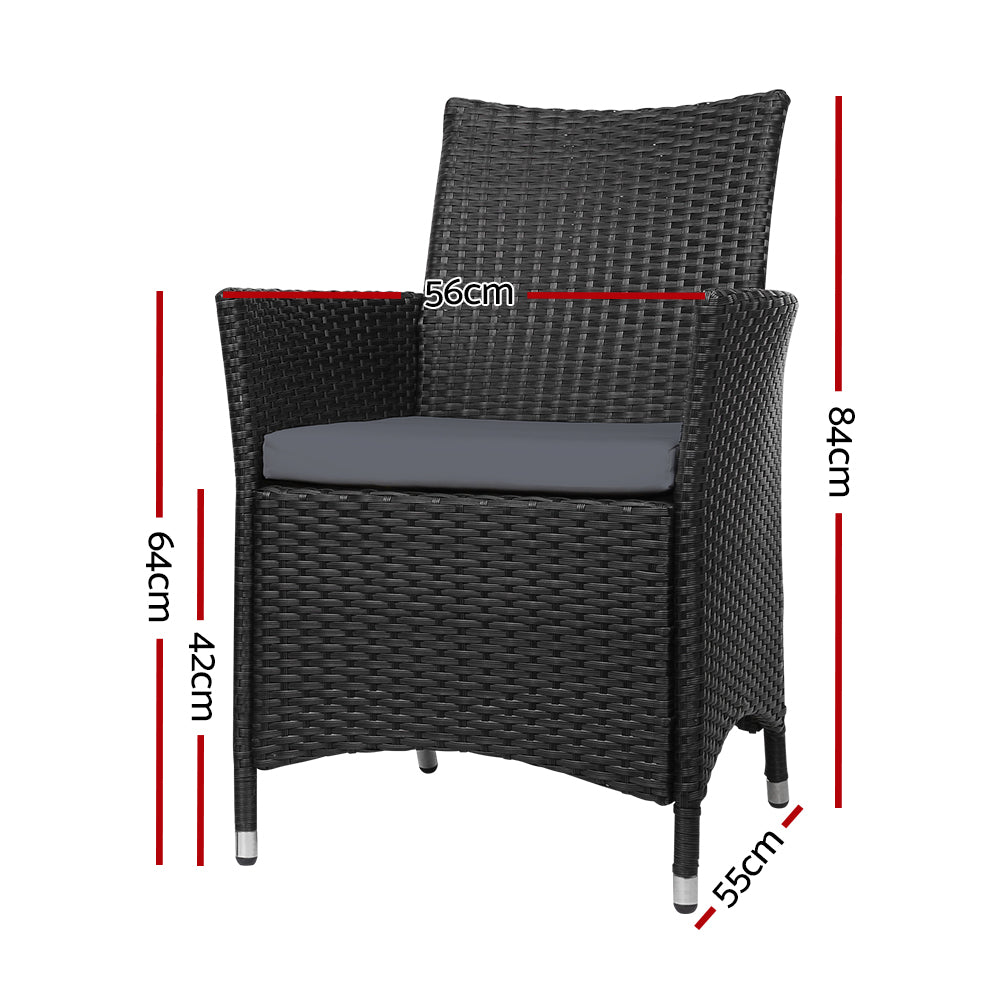 Outdoor Dining Chairs Wicker Patio Garden Furniture Cushion Idris 2PC Set