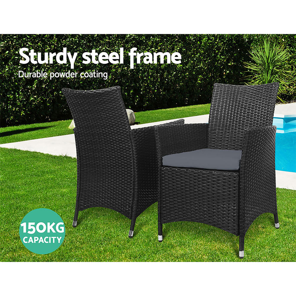Outdoor Dining Chairs Wicker Patio Garden Furniture Cushion Idris 2PC Set