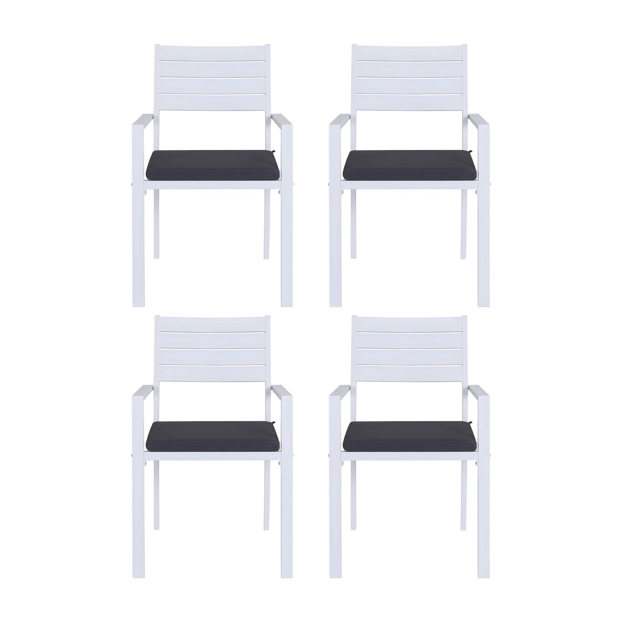 4-Piece Outdoor Dining Chairs Stackable Aluminum Patio Set White