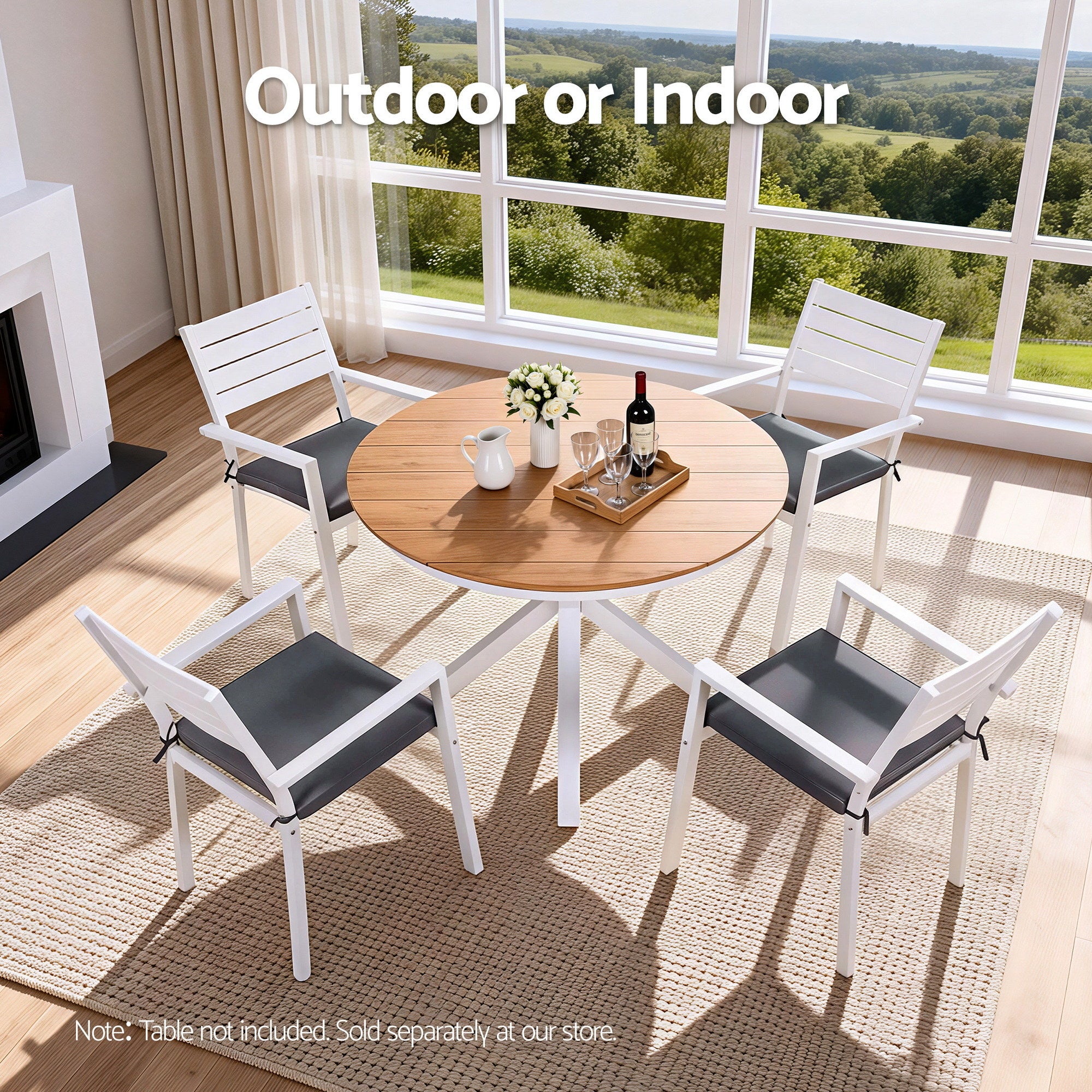4-Piece Outdoor Dining Chairs Stackable Aluminum Patio Set White