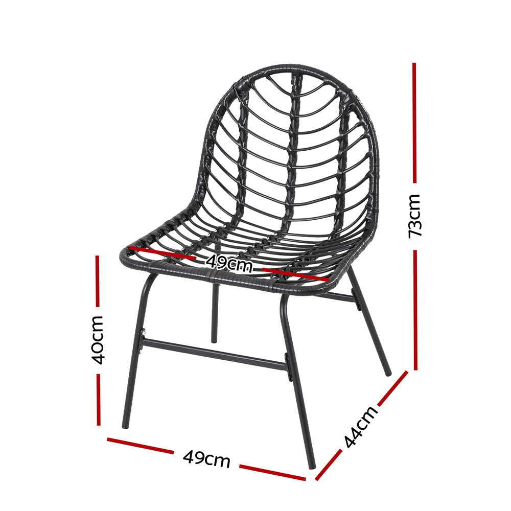 2X Outdoor Chairs Dining Chair Lounge Wicker Patio Furniture Black, Outdoor Chairs
