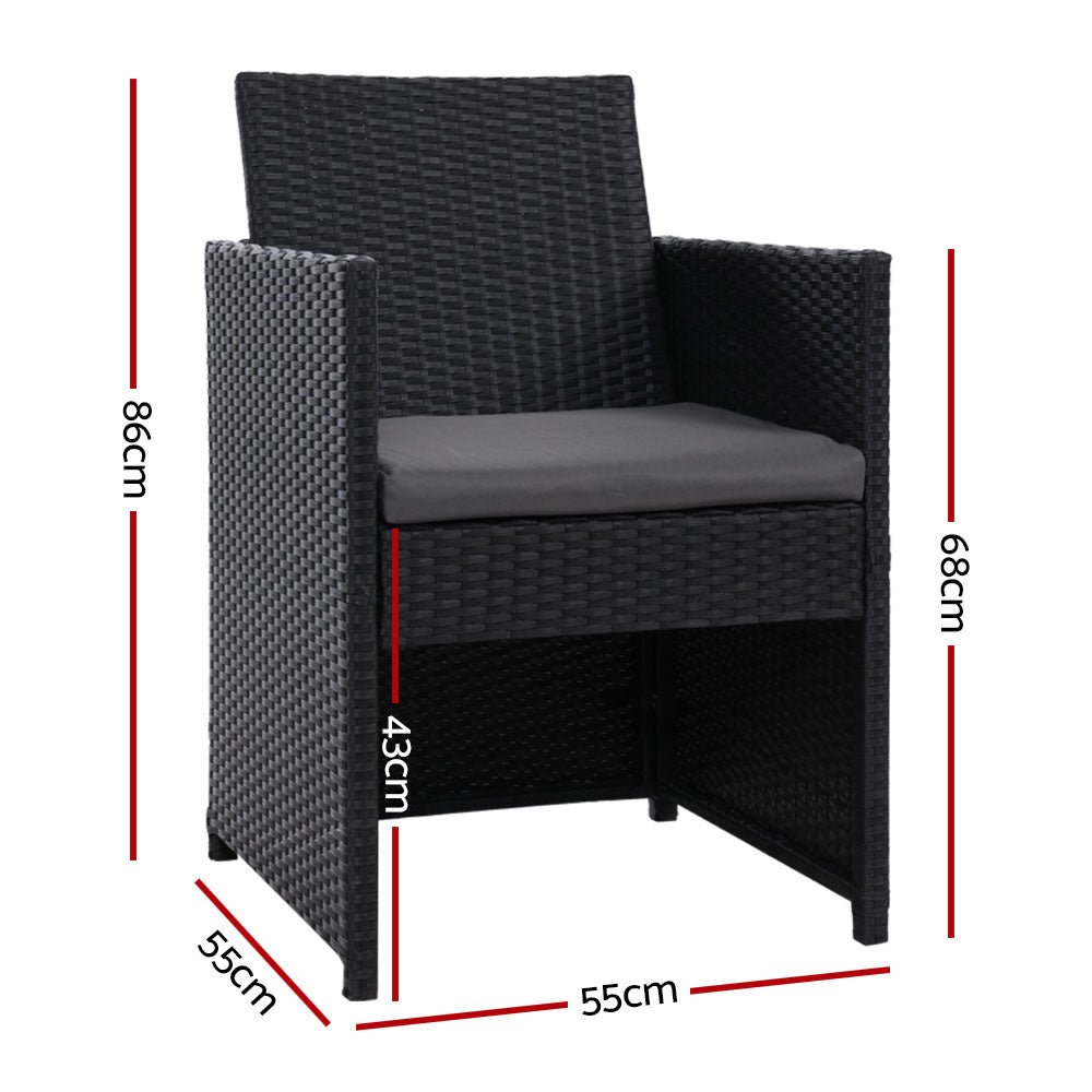 2Pc Outdoor Dining Chairs Patio Furniture Wicker Garden Cushion Hugo