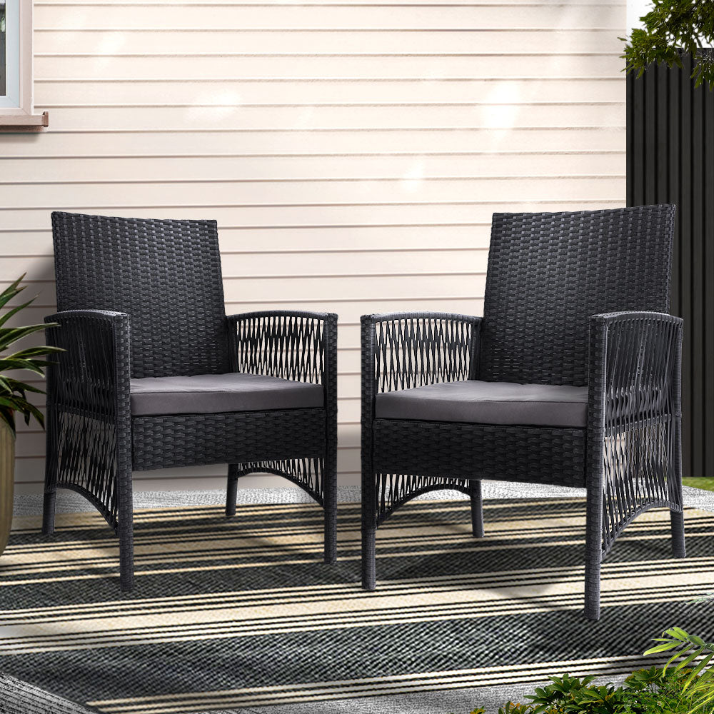 2Pc Outdoor Dining Chairs Patio Furniture Wicker Lounge Chair Garden