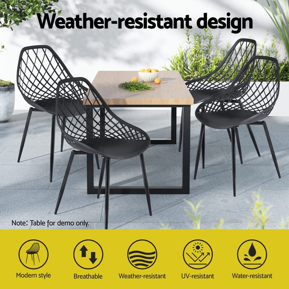 Outdoor Dining Chairs Black PP 40.5x48x83.5cm