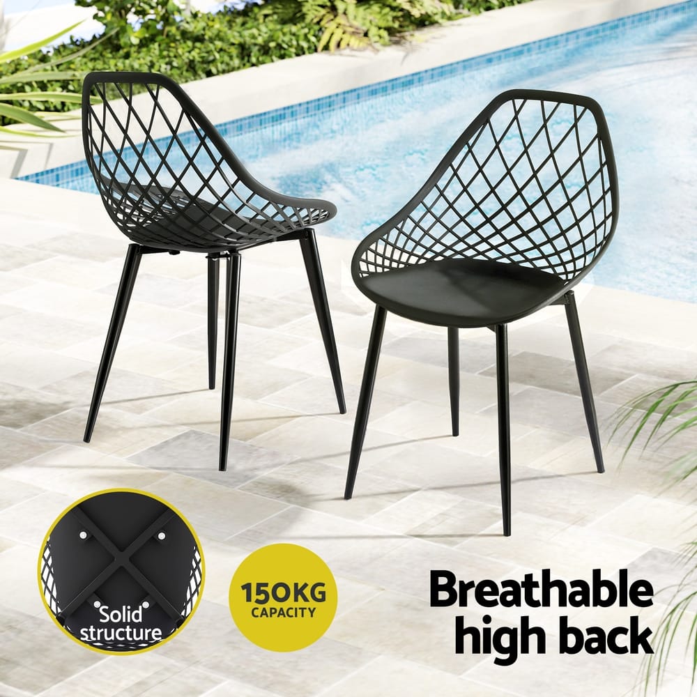 Outdoor Dining Chairs Black PP 40.5x48x83.5cm