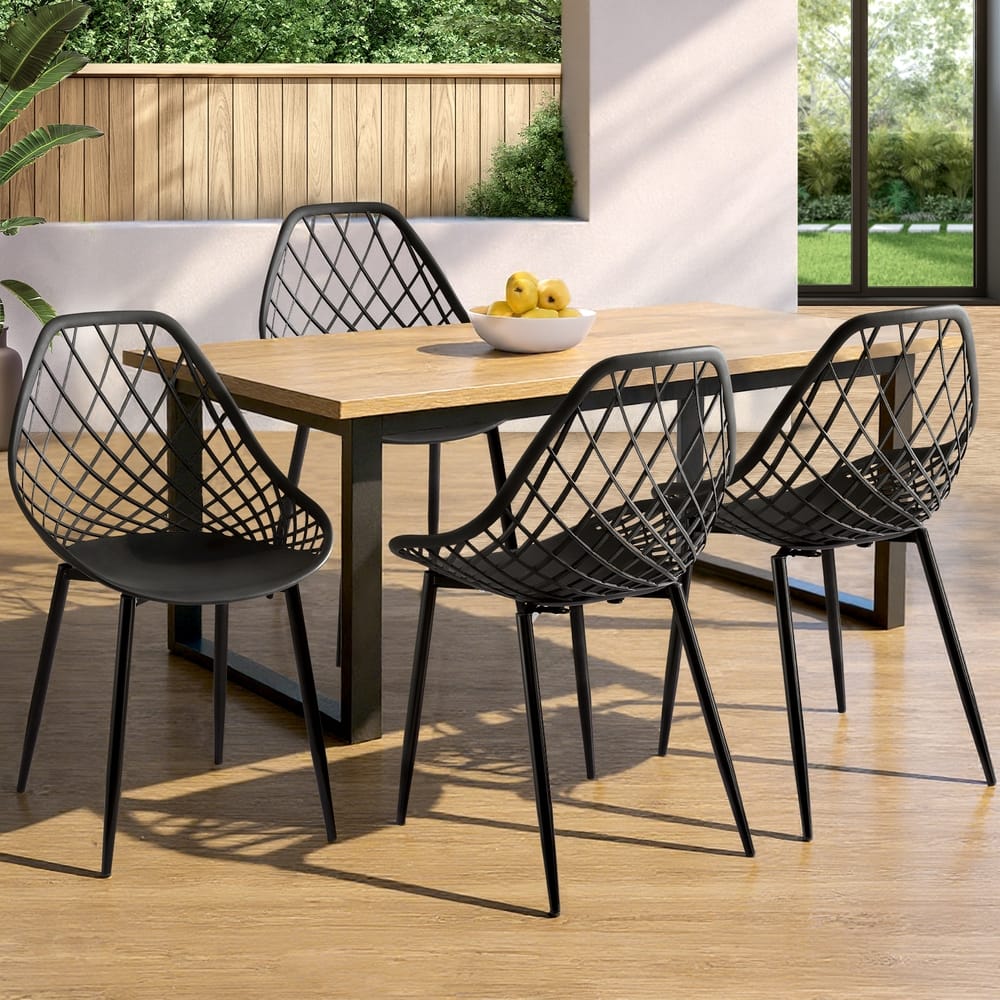 Outdoor Dining Chairs Black PP 40.5x48x83.5cm