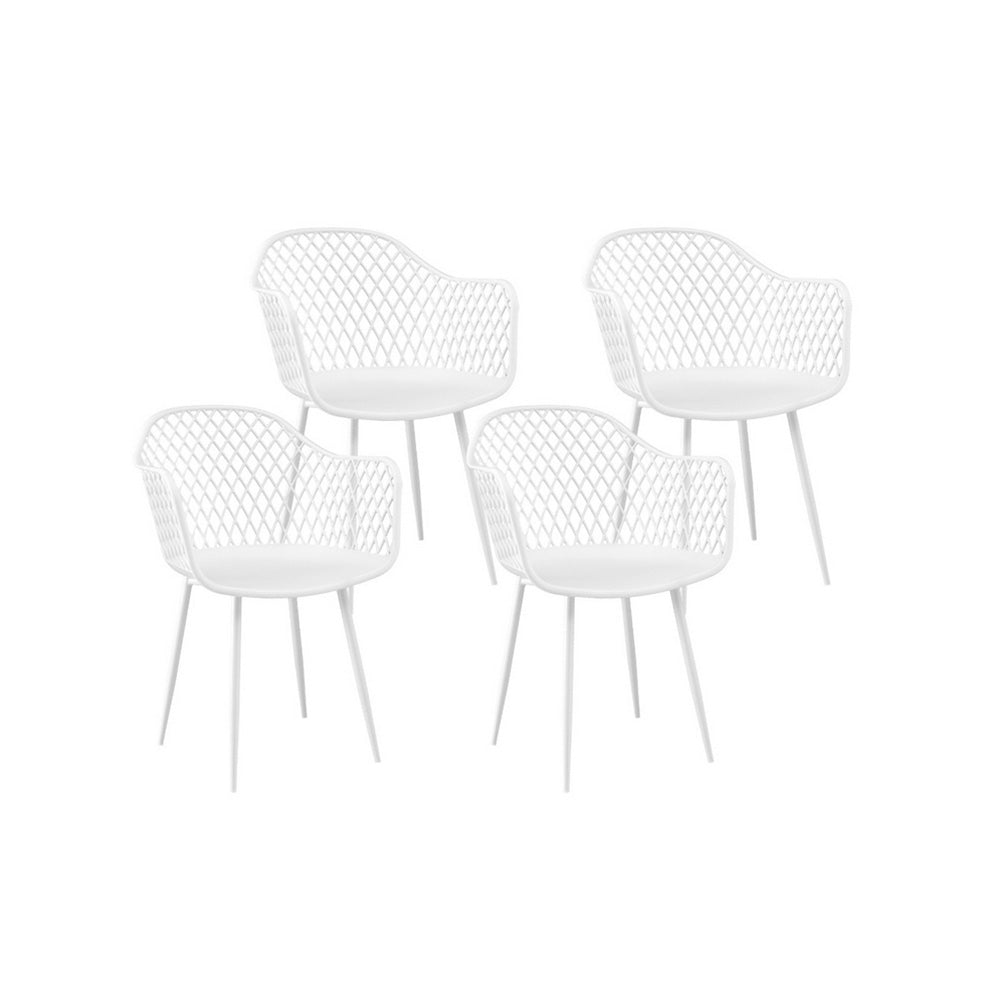 4PC Outdoor Dining Chairs PP Lounge Chair Patio Furniture Garden White