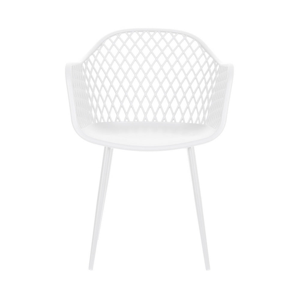 4PC Outdoor Dining Chairs PP Lounge Chair Patio Furniture Garden White