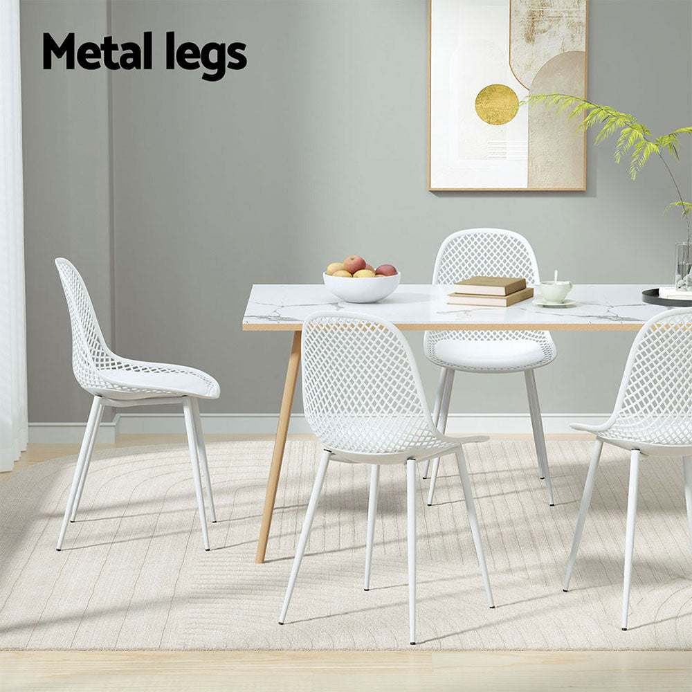 4Pc Outdoor Dining Chairs Pp Lounge Chair Patio Garden Furniture White