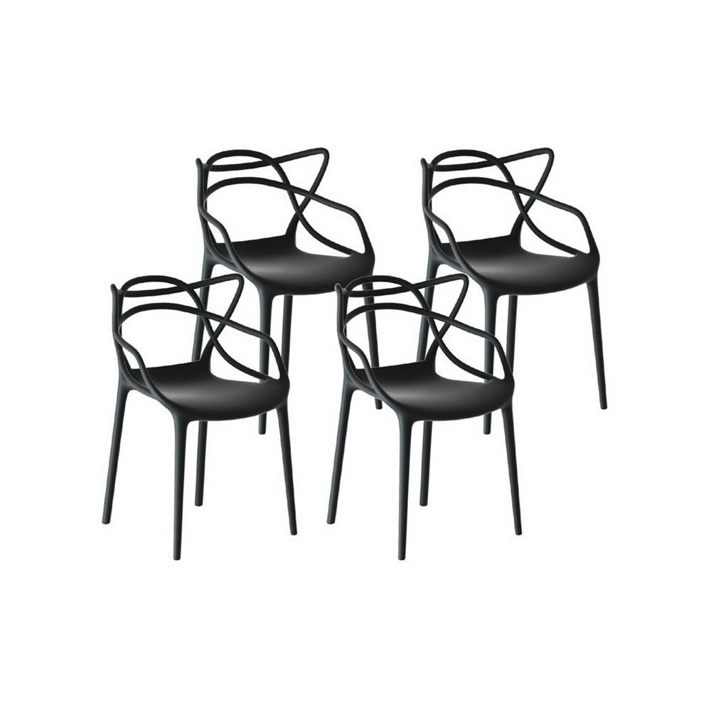 4PC Outdoor Dining Chairs PP Portable Stackable Chair Patio Furniture