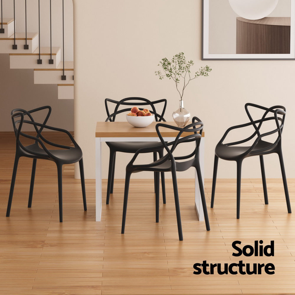 4PC Outdoor Dining Chairs PP Portable Stackable Chair Patio Furniture