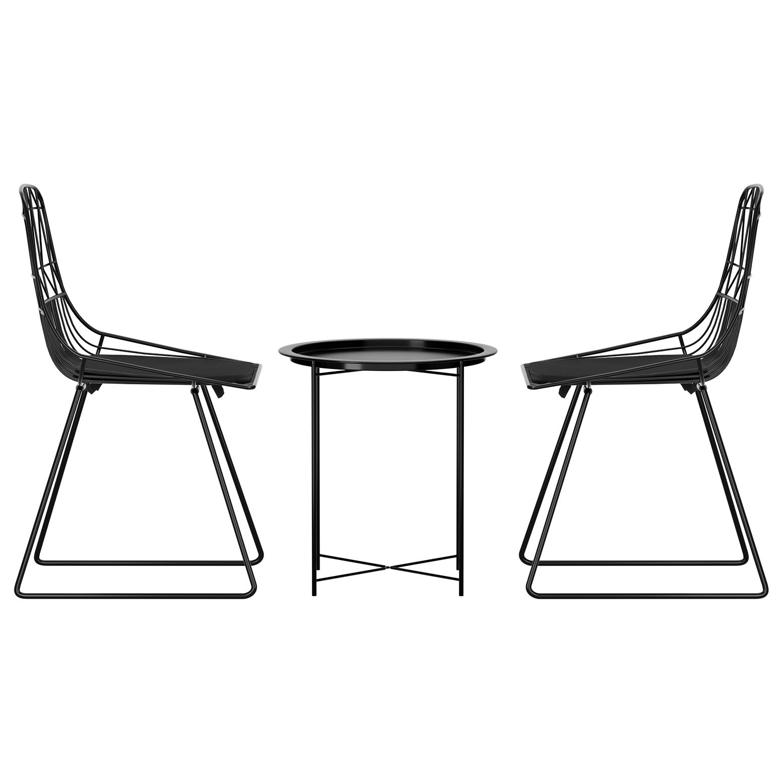 3Pc Outdoor Bistro Set Patio Furniture Lounge Chairs Table