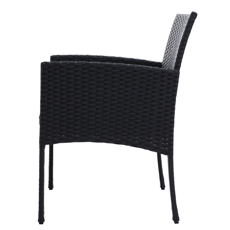 2Pc Outdoor Dining Chairs Patio Furniture Rattan Lounge Chair Xl Ezra - Bistro Wicker Garden Cushion