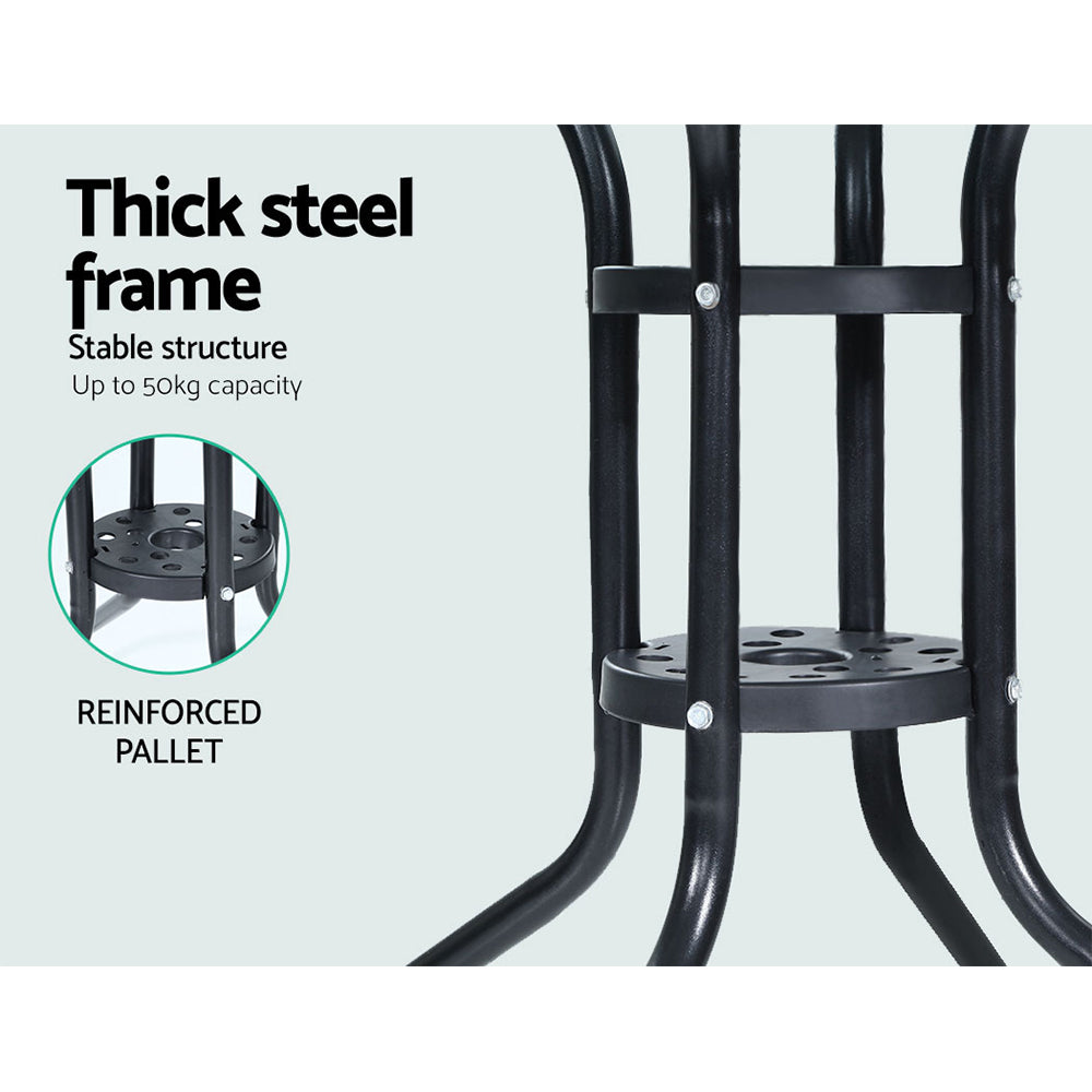 3Pc Bistro Set Outdoor Furniture Rattan Table Chairs Cushion Patio Garden Hugo