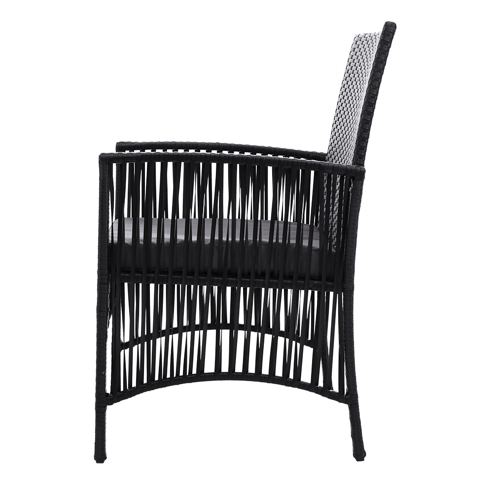 3Pc Bistro Set Outdoor Furniture Rattan Table Chairs Cushion Patio Garden Lyra