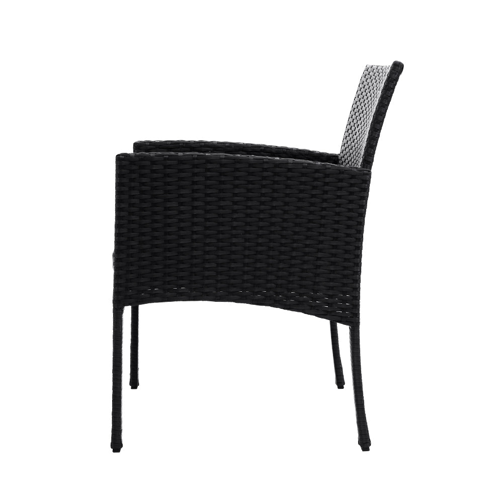 3Pc Bistro Set Outdoor Furniture Rattan Table Chairs Cushion Patio Garden Ezra