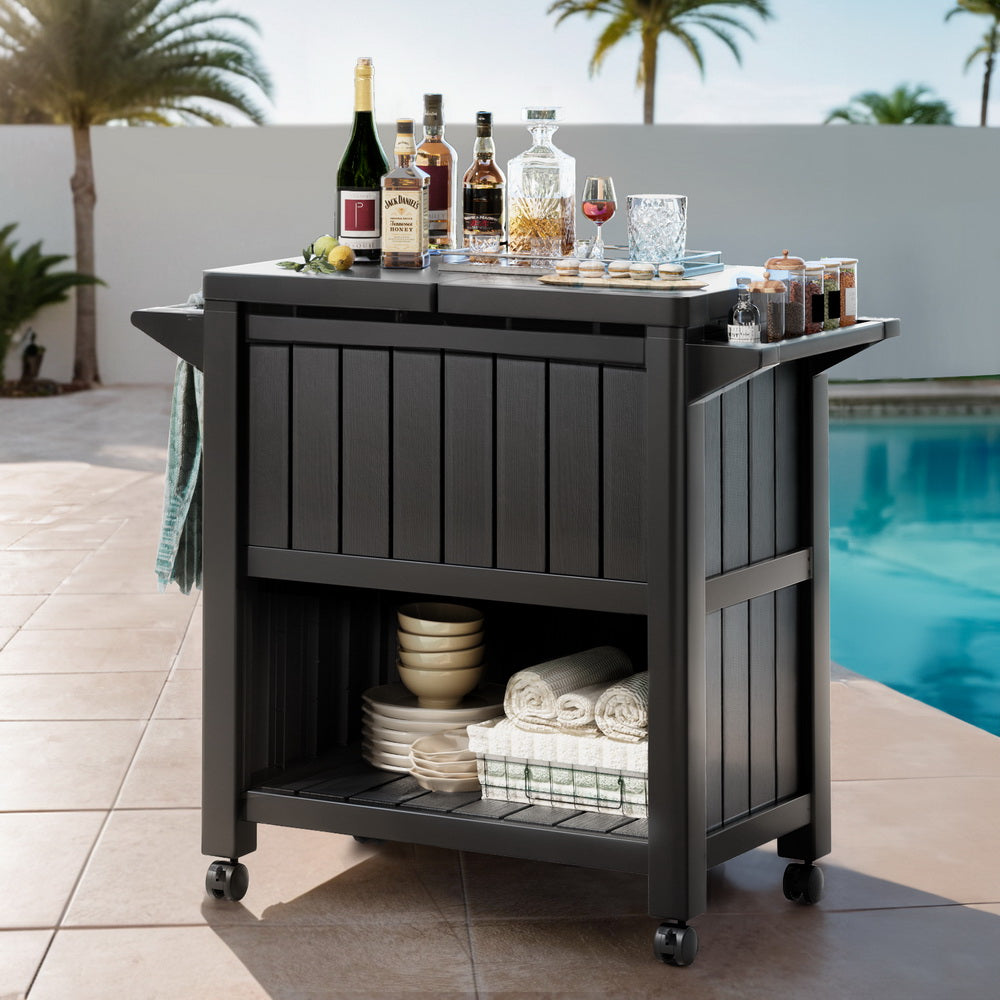 Outdoor Storage Cabinet Ice Cooler Cart 80L, Outdoor Storage Boxes