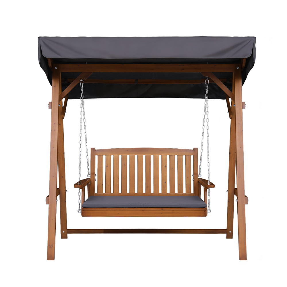 Swing Chair Wooden Garden Bench Canopy 2 Seater Outdoor Furniture