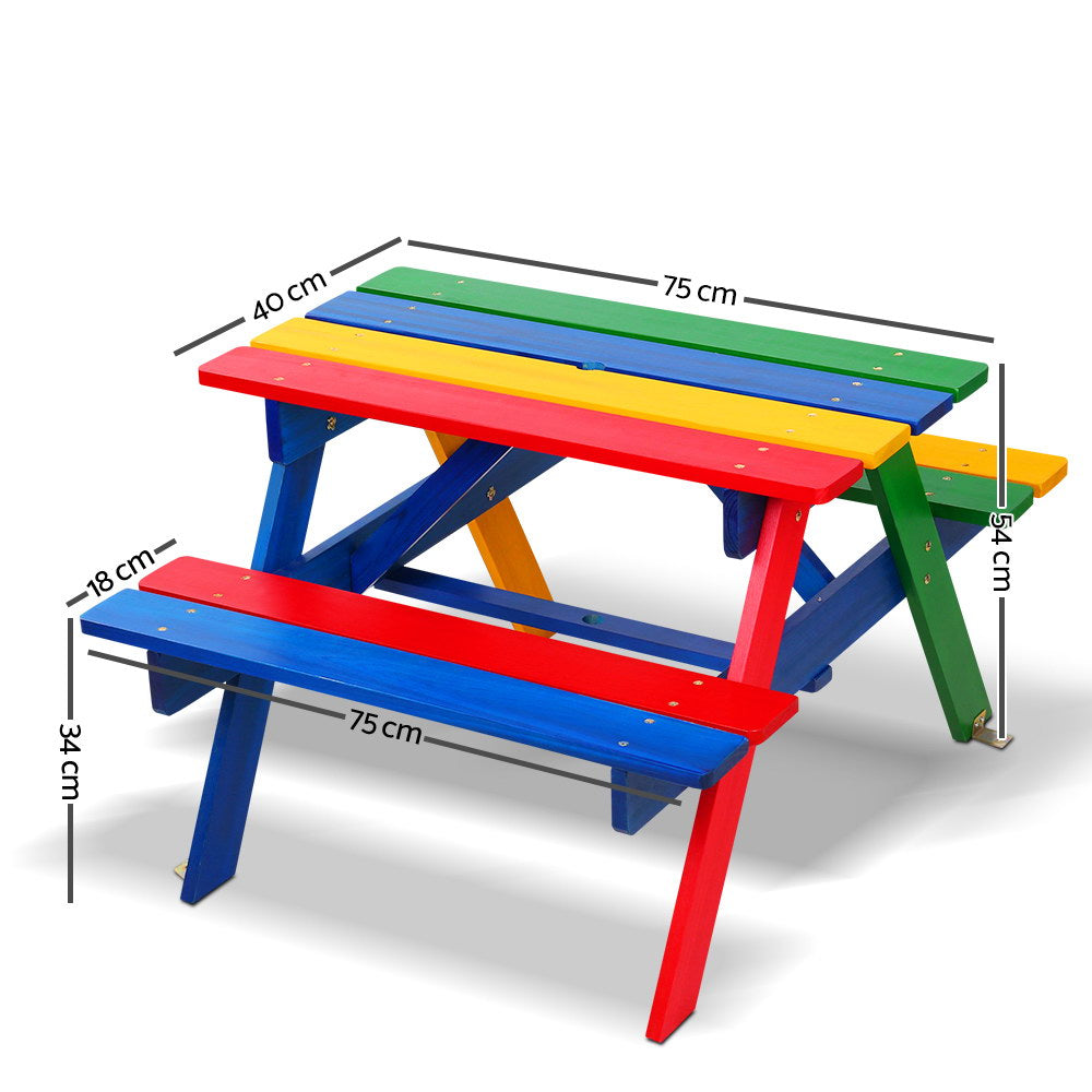 Durable Kids Outdoor Picnic Bench Set - Wooden