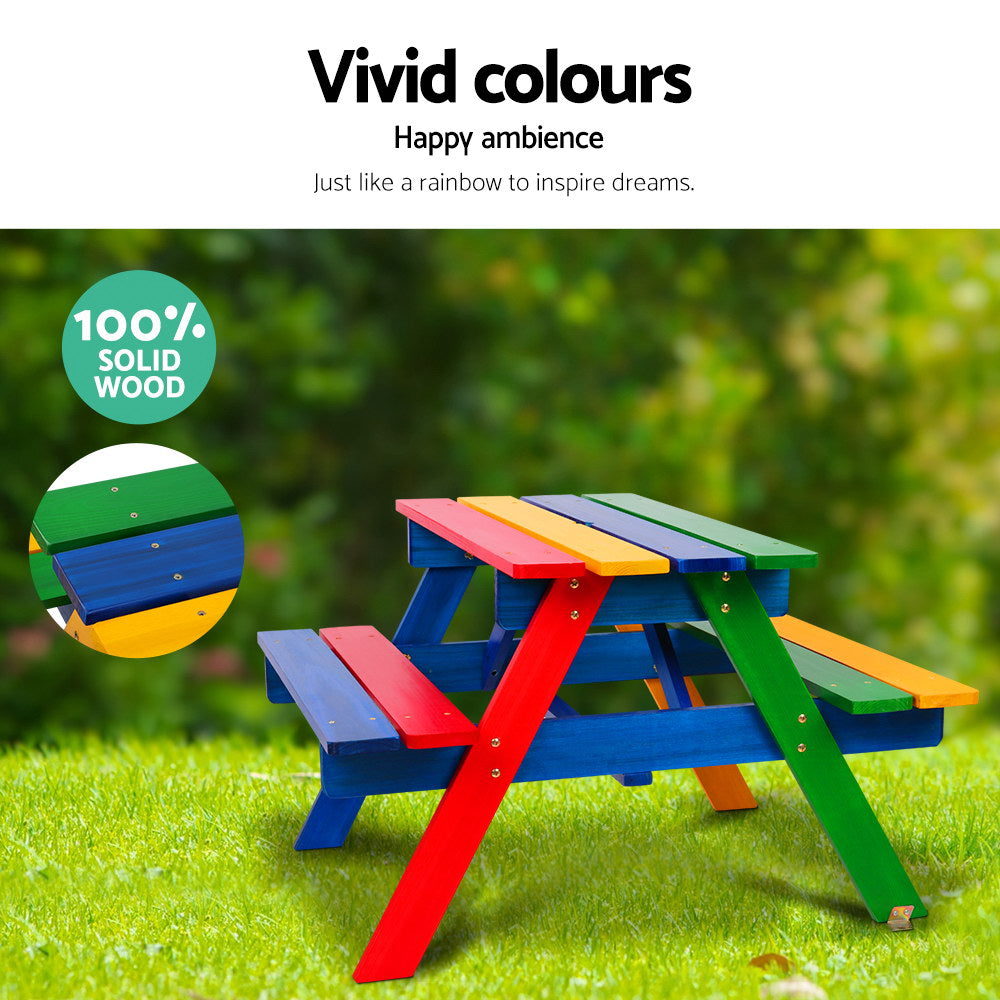 Durable Kids Outdoor Picnic Bench Set - Wooden