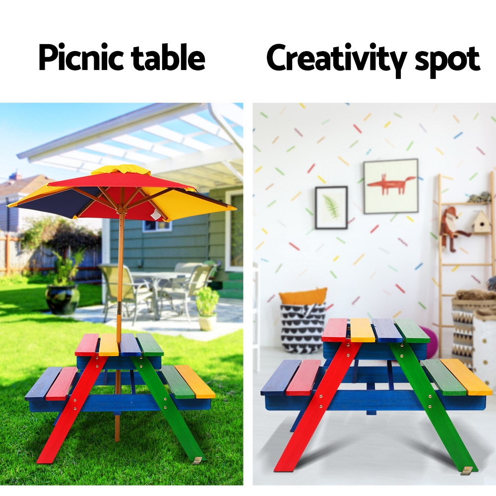 Durable Kids Outdoor Picnic Bench Set - Wooden