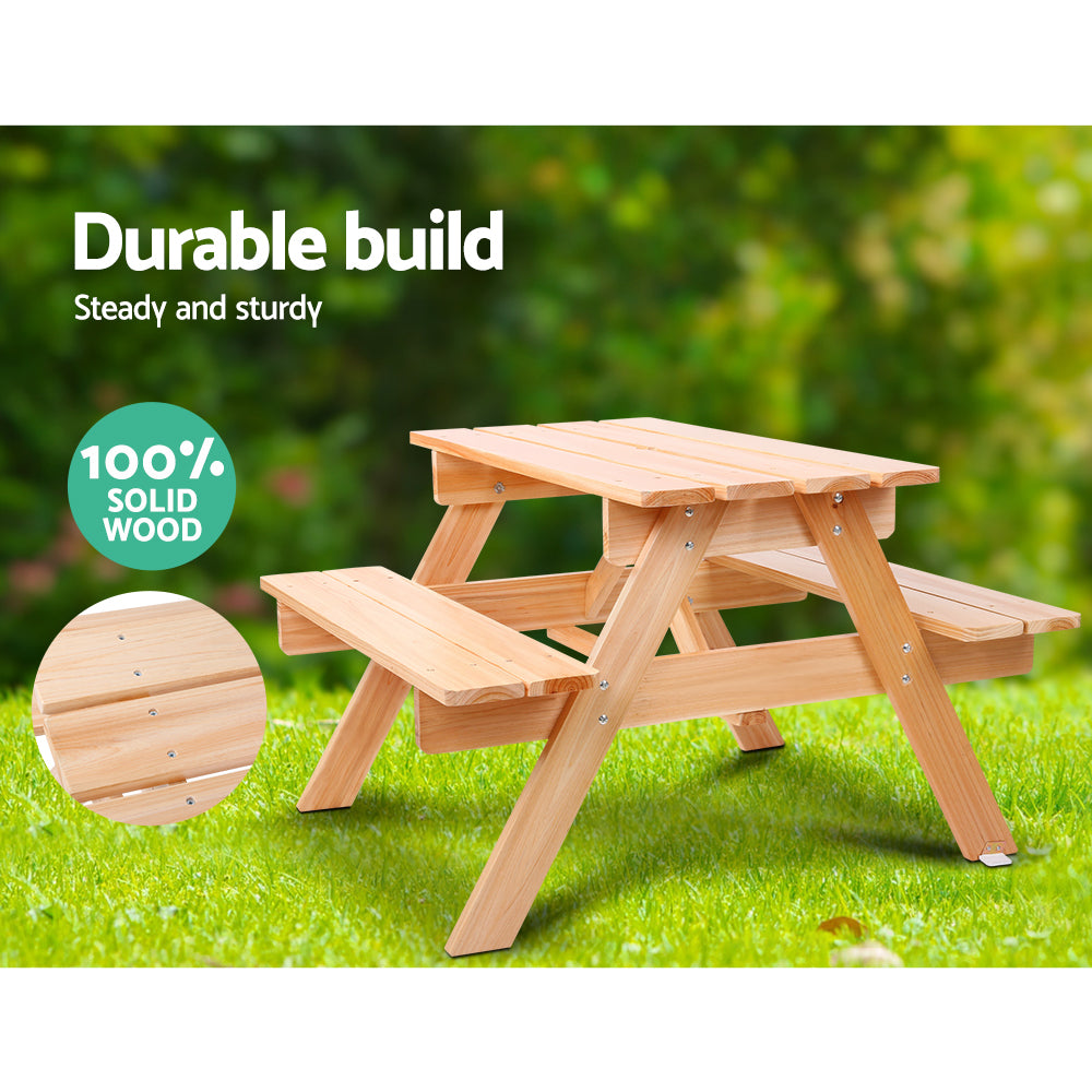 Durable Kids Outdoor Picnic Bench Set - Wooden