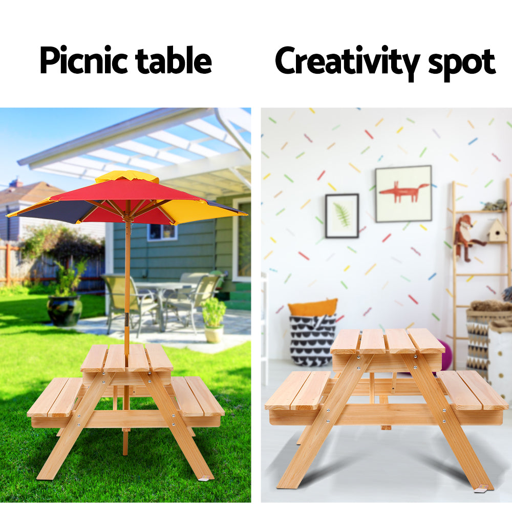Durable Kids Outdoor Picnic Bench Set - Wooden